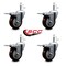 Service Caster 3.5'' Maroon Poly Swivel 7/16'' Stem Caster Set with Total Lock Brake, 4PK SCC-GRTTL20S3514-PPUB-MRN-716138-4 - alternate 4